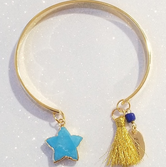 16k gold elactroplated turquoise charm bracelet - Picture 4 of 6